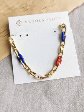 Kendra Scott Bailey Gold Multi Color Enamel Chain Bracelet New Authentic